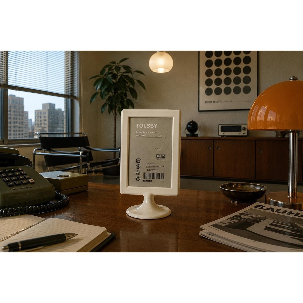 Retro White IKEA Tolsby Picture Frame - Space Age 4" x 6" Photo Frame